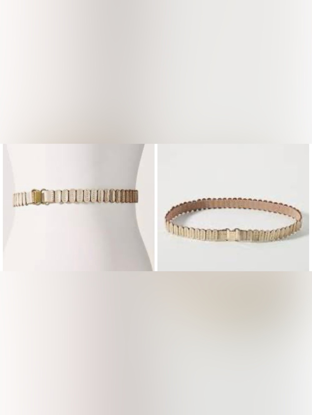 Anthropologie Beige Elastic Coin-Link Belt with Gold Buckle M - Picture 2 of 2